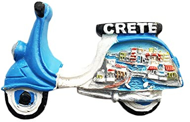 Crete Greece 3D Motorcycle Fridge Magnet Souvenir Gift,Resin Handmade Crete Refrigerator Magnet Home & Kitchen Decoration Collection