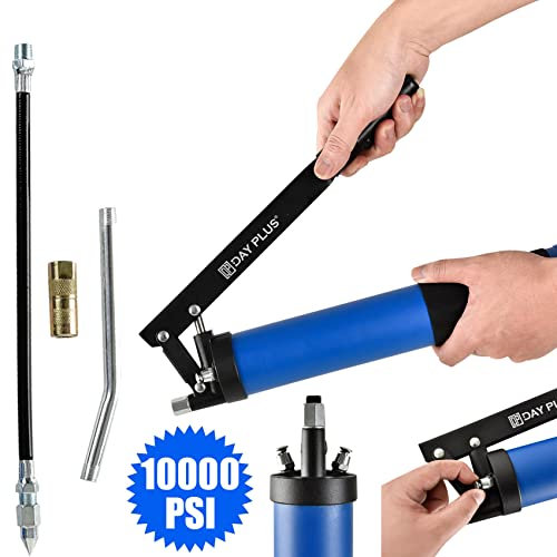 Grease Gun Set, Heavy Duty Manual Air Grease Guns Tool, Professional 10,000 PSi Lever Grease Gun with Flexible Hose and Coupler, 600CC/20oz Large Capacity for 400g Grease Bulk Loading, Ease of Use