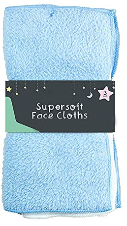 Zale Yardley Baby Face Cloth, Pack of 3, Baby Face Towel, Microfiber Face Cleansing Cloth, Polyester Wash Cloth, Fast Drying, Extra Absorbent, 30 x30 Baby Bath Towels (Blue)
