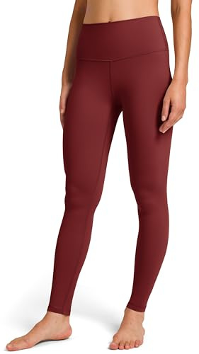 Colorfulkoala Women's Dreamlux High Waisted Workout Leggings 28 Inseam Full Length Yoga Pants (S, Merlot)