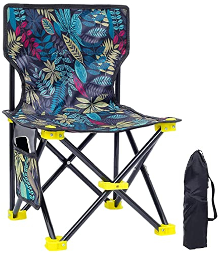 Campingstuhl Klappbar, Klappstuhl mit Seitenpocket und Tragetasche, Anglerstuhl Strandstuhl Faltstuhl, bis 120kg, Kompakt Leicht Outdoor Faltbar Stuhl für Camping Garten Grillen Picknick