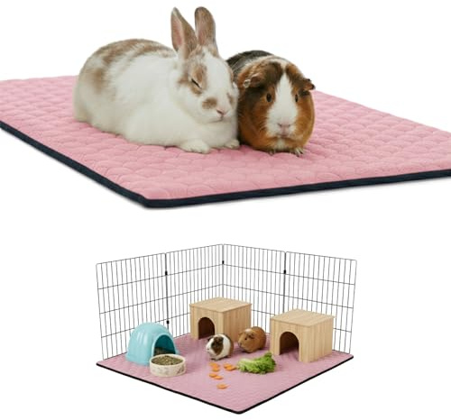 NEO SOLVO Fleecefoder till buren för marsvin och kaniner | 140 x 70 cm - Rosa - Absorberande och Vattentät - Tvättbar - Bur och Lekhage samt C&C 2x4