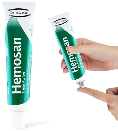 Derma Medico Hemosan Triple Action Pflanzliche Hämorrhoiden 40g Salbe Gegen Juckreiz und Brennen mit Natriumhyaluronat