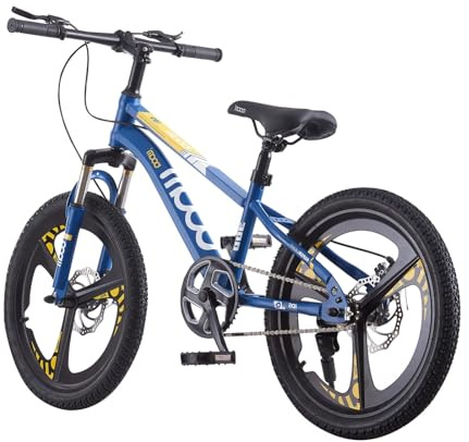 LSBIKE 20 Inch Kids Bike Kids Mountain Bike for Boys and Girls Junior Mountain Bikes Children Bicycle with Shock Absorber 12.25-Inch Frame Dual Disc Brake 6-14 Years Old (18inch Blue Kids Bike)