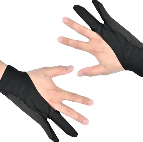 LICQIC 2 guantes de artista, guantes de dibujo para tableta, guantes digitales antiincrustantes para dibujo gráfico, tableta, almohadilla y creación artística (S)