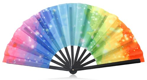 Duronge, Ventaglio a Mano, Bambù, Grande, Pieghevole, Ventilatore, Matrimonio, Feste, Danza, Festival, Arcobaleno