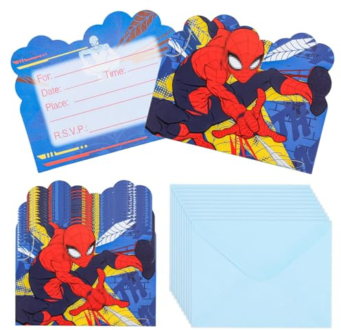 Luclay Party Invitations Kids- 20Pcs Invitation Cards with 20 Envelopes Cartoon Party Invites Children's birthday Party Favors Double Sided Invite Cards for Boys Girls Baby Shower