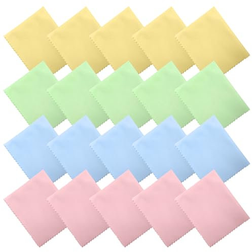 SYEYCW 20 Piezas Gamuza Limpia Gafas, Paños Limpiadores de Microfibra, Paños Limpiadores de Gafas Reutilizables, para Limpiar Lentes, Gafas, Pantallas, Teléfonos, Tabletas, Lentes de Cámaras
