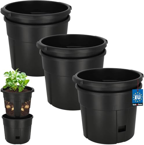 KOTARBAU® Tomatstöd - odlingskruka - diameter 35 cm H: 128 cm - växtlåda, svart, 3-pack