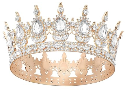 Rainway Couronne Dorée, Élégante et Scintillante, Diadème de Princesse, Pour Femmes et Filles, Diadème de Fête, Couronne d'Anniversaire pour Adultes, Pour les Vacances
