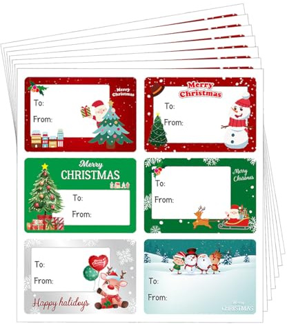 OYZOQ Lot de 240 Etiquette Cadeau Noel Autocollants de Noël étiquettes adhésives