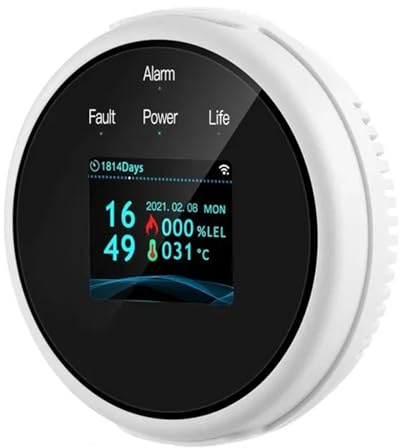 Detector Gas Smart Life Tuya WiFi Sensor De Fugas Gas Pantalla Led Combustible Hogar Inteligente GLP Alarma Detector Temperatura