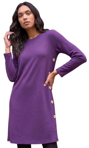 Roman Originals Tunic Dress with Pockets for Women UK Ladies Swing Fit & Flare Skater Slouch Stretchy Casual Smart Winter Jersey Pull On Work Office 3/4 Long Sleeves