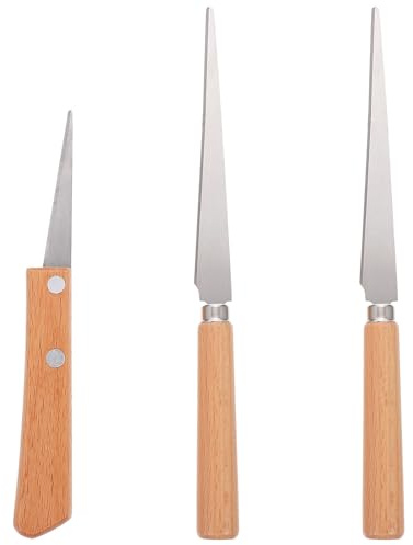 Holibanna 3 st lerkniv med trähandtag - Fettling knivverktyg för keramikkonst snidning skulptur - Keramiskt konstverktyg för detaljarbete skulptur hantverk DIY hobbyprojekt