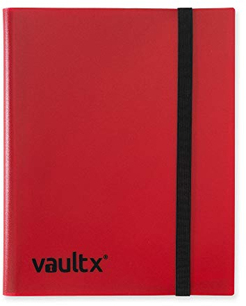 Vault X Raccoglitore per Carte da Collezione a 9 Tasche con Cinturino, 360 Carte, Formato Standard, 20 Pagine a Caricamento Laterale, Raccoglitore per Giochi di Carte Collezionabili, TCG (Rosso)