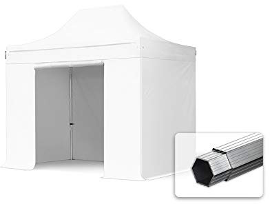 TOOLPORT Faltzelt Faltpavillon Professional 3x2 m mit 4 Seitenteilen (ohne Fenster) - ALU Pavillon Partyzelt weiß
