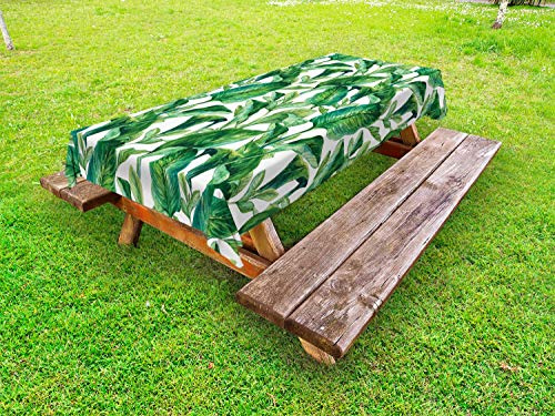 ABAKUHAUS Hoja Funda Nórdica, Watercolored árbol de plátano, 100% Poliéster con Estampado Digital Resistente, 145 cm x 210 cm, Bosque Verde Oscuro