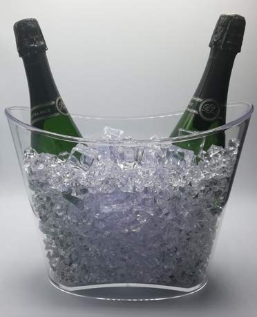 Cubitera, Champanera Fresh Transparente, ideal para 2 botellas 75cl, botella Magnum o 6 botellines de cerveza, refrescos o agua. Hecha en Polistireno, resistente a impactos y humedad