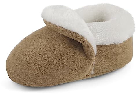 Cheerful Mario Baby Boys Girls Slippers Infant Pram Shoes Prewalker First Walking Shoes Warm Soft Antislip Brown 12-18 Months