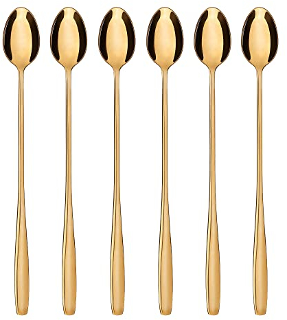 GRÄWE Latte Macchiato Löffel Set, gold, 6-teilig, lange Löffel für Cocktails & Desserts, Edelstahl, spülmaschinengeeignet, Serie Königstein