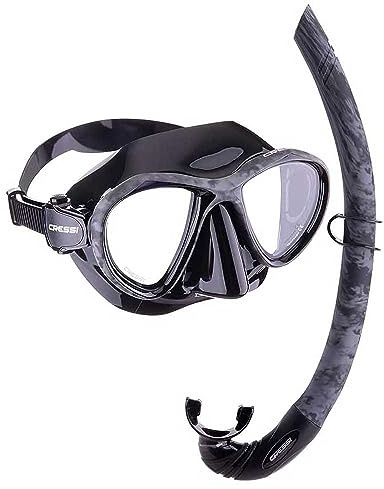Cressi Metis & Corsica - Combo Set Mimetico per Pesca e Apnea, Maschera Metis e Snorkel Corsica, Nero Mimetico, Taglia Unica, Adulto Unisex