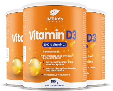 Nature's Finest by Nutrisslim Vitamin D3 Powder 2000 IU, 450 g - 90 Servings - High-Dose Vitamin D for Immune Support, Bone & Muscle Health - Optimal Absorption, Sugar-Free, Lemon Flavor