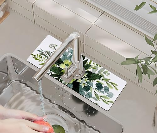 Kitchen Sink Splash Guard Faucet Mat -1 PC Super Absorbent Fast Drying Mat Sink Gadgets-Splash Guard Behind Faucet Drip Catcher for Kitchen, Bathroom,Sink Mat, Dish Drying Mat, Bathroom(15 X 5.5 )