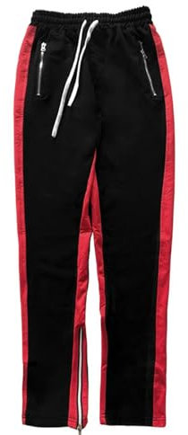 Jogging Bottoms Men's Cotton Sweat Pants Men Breathable Wide Trousers Zip Sports Trousers Leisure Trousers Men Loose Relaxing Trousers Winter Track Pants Fashion Streetwear Leisure Trousers, red, XL