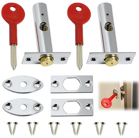 2 Pack Mortice Door Bolts with Star Keys,Stainless Steel Anti-Theft Door Security Rack Bolts,Enhanced Home and Workplace Protection,Ideal for Doors and Windows,Includes Matching Screws,Easy to Install