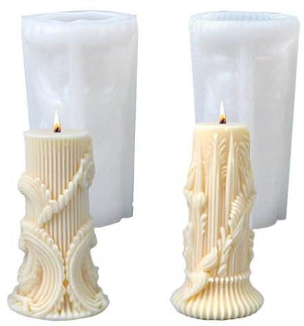 Irtyif Kerzenformen zum Gießen, 2 Stück Silikonformen Gießformen Kerzen, Silikon, Kerzengießformen, 3D Stumpenkerzen Formen, DIY Giessformen Silikon für Die Herstellung Von Kerzen, Duftkerze