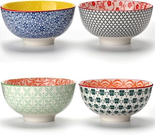 ZPPLD Cereal Bowls Set,Porcelain Dessert Bowls, Soup Bowls,Ceramic Rice Bowl,4.75 Inch Serving Bowls for Rice,Ice Cream,Soup,Breakfasts,Noodles, Microwave and Dishwasher Safe (2)