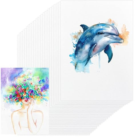 Aquarellpapier A6 300g mit 70 Blatt,Aquarell Papier,Aquarellbogen A6,Watercolor Paper für Handlettering,Handgefertig Büttenpapier Blanko Strukturpapier Weiß Mixed Media Papier,für Aquarell,Zeichnen