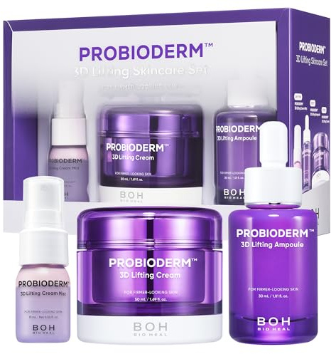 BIOHEAL BOH Kit per la cura del viso Probioderm 3D Lifting | Crema idratante per il viso anti-età notturna, fiala e siero viso spray | Kit per la cura del viso coreano per rassodare e idratare | Set