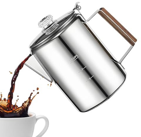 kivrimlarv Caffettiera a percolatore, macchina da caffè percolatore | Macchina compatta in acciaio inox per uso commerciale all'aperto campeggio famiglia riunioni di amici