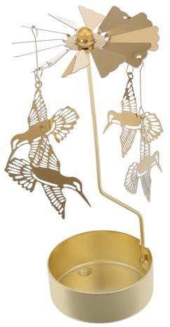 ARTSEWPLY Bougeoir Rotatif en Fer Doré avec Moulin à Vent, Support pour Bougie Chauffe-Plat, Décoration Romantique Intérieure, Accessoire Essentiel pour Maison et Salon, Carrousel Décoratif