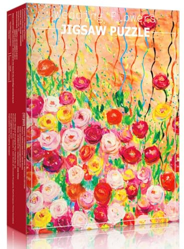 HUADADA pussel 1000 bitar pussel 1000 bitar vuxna, klassiskt pussel gåva bröllop blommor blad
