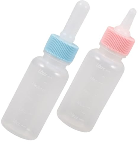 Kichvoe Biberón para Mascotas Pequeño 50 Ml de Silicona, 2 Piezas Tapas para Gatitos y Cachorros, Comedero de Leche para Destete, Suministros para Alimentación de Animales Pequeños