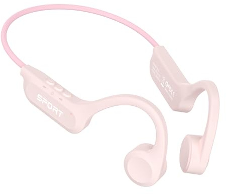 CXK Bone Conduction Earbuds, Open Ear Headphones Bluetooth 6.0, Wireless Headphones 8H Playtime, IPX6 Waterproof Sport Headphones for Sports, Peach