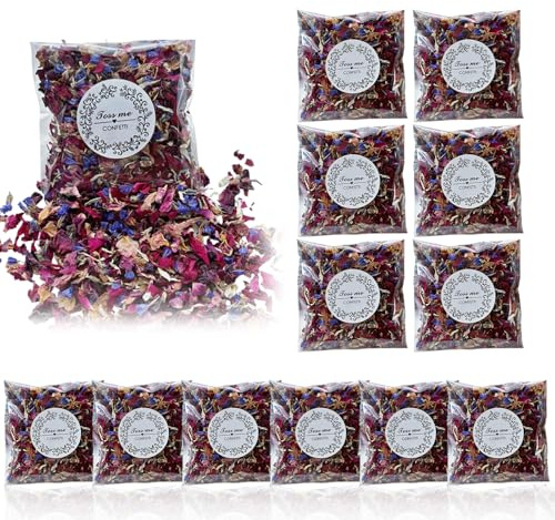Kinesgsg 12Pcs Petalos de Rosa Naturales, 10X10CM, 200G Confeti de Pétalos
