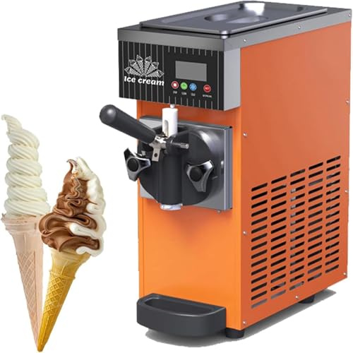 Kompakt mjukglassmaskin 20 × 40 × 51 cm, 23 kg Orange | Det smala formatet passar caféer, foodtrucks, kiosker, festlokaler och dessertytor i hemmet