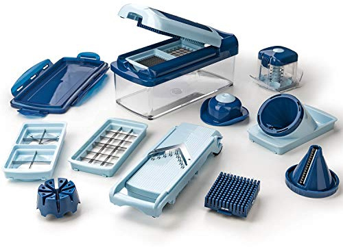 Genius Nicer Dicer Fusion Smart Set 16 Teile - Gemüseschneider & Spiralschneider zum Gemüse schneiden mit Twist, Slicer, Julietti aus TV-Werbung - Ideal als Chopper Gemüsehobel