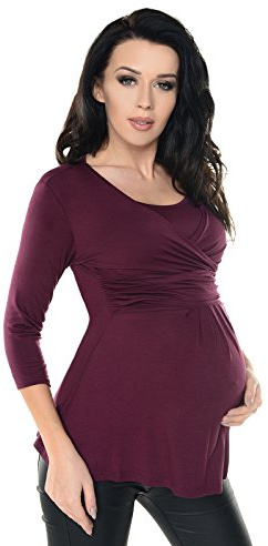 Purpless Maternity Pregnancy Nursing Top Wrap Style Blouse Tunic Shirt Breastfeeding Pregnant Women 7049 (10, Plum)