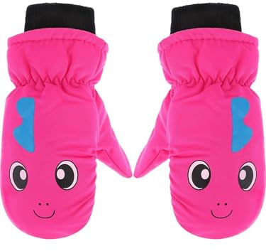 Boao Kids Snow Ski Mittens Winter Gloves Warm Waterproof Mittens Gloves for Girls and Boys(for 3-6 Years Old,Goldfish,Rose Red)