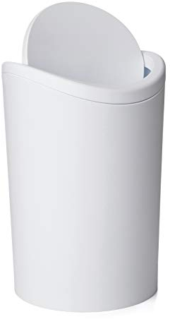TATAY Pattumiera da Bagno con Coperchio Ribaltabile, Capacità 6L, Realizzata in Polipropilene, Senza BPA, Colore Bianco. Misura 19 x 19 x 28 cm