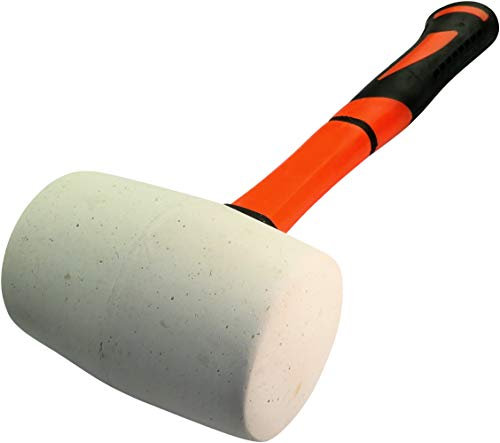 AERZETIX - C46075 - Marteau/Massette/Maillet Tête en Caoutchouc Blanc - TPR Manche/Poignée Orange - 290mm 445gr - Outil pour Céramique/Carrelage - Carreleur/Menuisier/Ébéniste/Vitrier