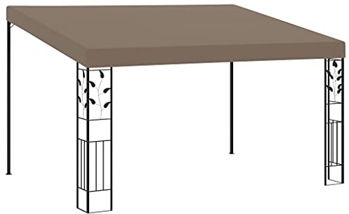 vidaXL Wand Pavillon Anbaupavillon Sonnenschutz Pergola Gartenpavillon Terrassendach Überdachung Gartenzelt Partyzelt 4x3x2,5m Taupe