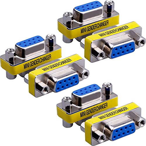 Warmstor 6-Pack 9Pin RS232 Serial Cable DB9 Female to Female Mini Gender Changer Adapter Coupler Connector