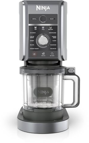 Ninja NC501 CREAMi Deluxe 11-in-1 Ice Cream & Frozen Treat Maker with 2 XL Family Size Pint Containers, Silver (Renewed)