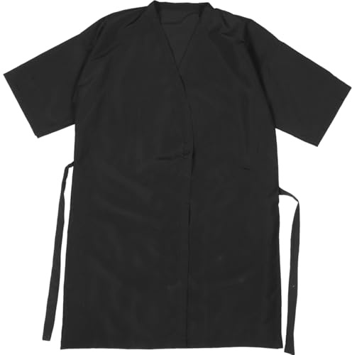SOLUSTRE Mantella Da Parrucchiere Kimono Nero Per Clienti Camice Da Parrucchiere Antistatico Leggero Con Cintura Regolabile Lavabile Taglia Unica Per Saloni Spa Taglio Capelli