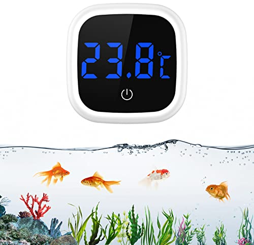 Brifit Mini Digital Aquarium Thermometer mit LED Display und Touchscreen - Hohe Präzision für Süßwasser und Marine Aquarien